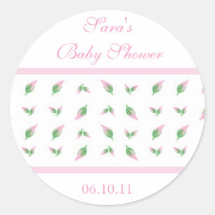 Baby Uitnodiging voor Favor Sticker - Rosebud