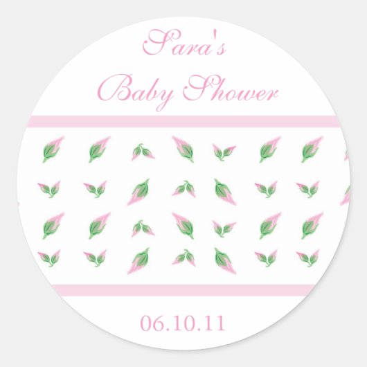 Baby Uitnodiging voor Favor Sticker - Rosebud (Voorkant)