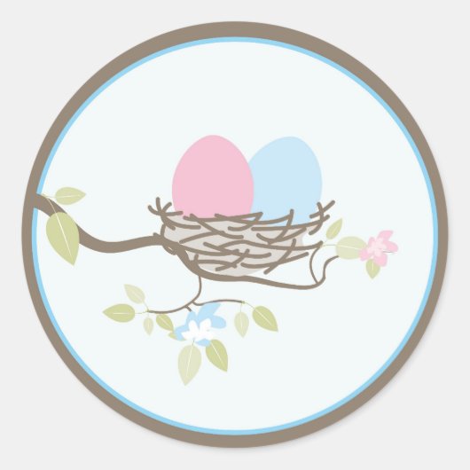 Baby Uitnodiging voor Favor Sticker - Twin Eggs (Voorkant)
