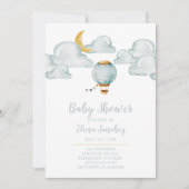 Baby Uitnodiging - Zacht blauw Baby shower (Voorkant)