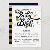 Baby Uitnodiging | Zwart, wit en goud (Voorkant / Achterkant)