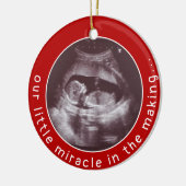 Baby Ultrasgeluid Foto Rood Kerstfeest Keramisch Ornament (Links)