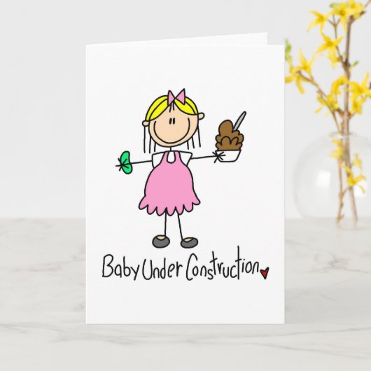 Baby Under Construction Card Kaart (Gele Bloem)