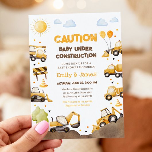 Baby Under Construction Trucks Baby Couples Shower Kaart