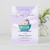 Baby Unicorn Bath Time | Uitnodiging tot Baby show (Staand voorkant)