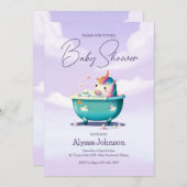 Baby Unicorn Bath Time | Uitnodiging tot Baby show (Voorkant / Achterkant)