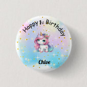 Baby Unicorn Birthday Button (Voorkant)