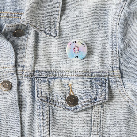 Baby Unicorn Birthday Button (In situ)