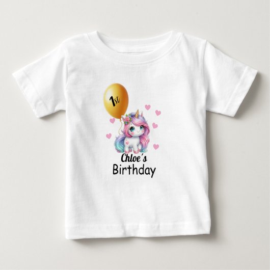 Baby Unicorn Birthday Shirt, (Voorkant)