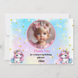 Baby Unicorn Birthday Thank You Cards! Bedankkaart