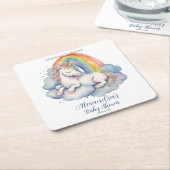 Baby Unicorn Boy Baby shower Kartonnen Onderzetters (Schuin)