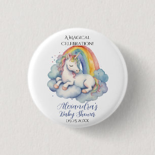 Baby Unicorn Boy Baby shower Ronde Button 3,2 Cm