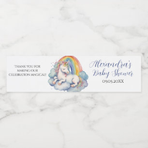 Baby Unicorn Boy Baby shower Waterfles Etiket