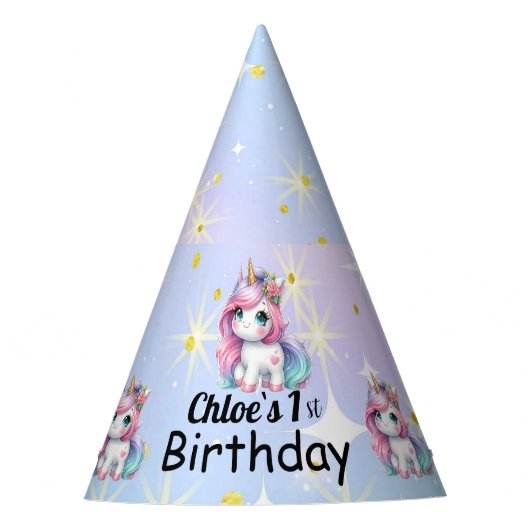 Baby Unicorn cardboard party hats Feesthoedjes (Voorkant)