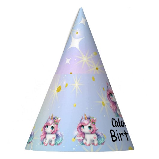 Baby Unicorn cardboard party hats Feesthoedjes (Links)