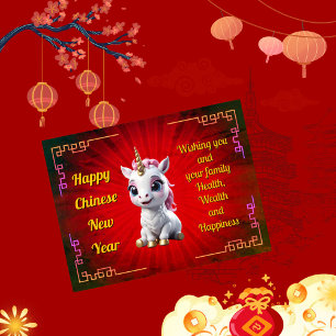 Baby Unicorn Chinees Nieuwjaar Briefkaart