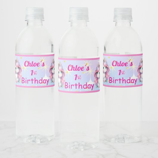 Baby Unicorn Drink Label Waterfles Etiket (Flessen)