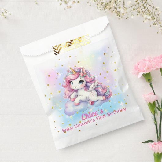 Baby Unicorn Favor Bags Bedankzakje (Gezegeld)