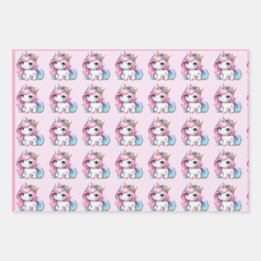 Baby Unicorn gift wrapping paper! Inpakpapier Vel (Voorkant 3)