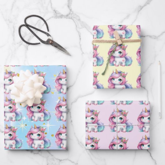 Baby Unicorn gift wrapping paper! Inpakpapier Vel (Voorkant)