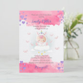 Baby unicorn girl douche waterverf kaart (Staand voorkant)