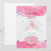Baby unicorn girl douche waterverf kaart (Voorkant / Achterkant)