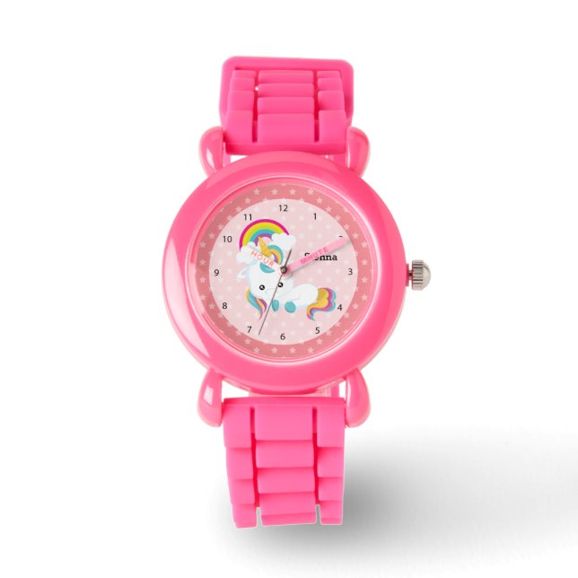 Baby Unicorn * Kies uw achtergrondkleur Horloge (Voorkant)