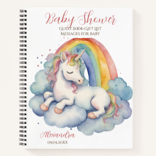 Baby Unicorn Meisje Baby shower Gast Geschenklijst Notitieboek