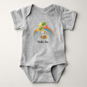 Baby Unicorn met naam ballonregenboog Romper (Voorkant)