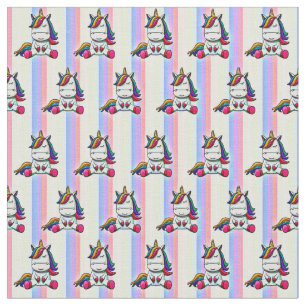 Baby Unicorn met regenboogachtergrond Stof