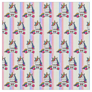 Baby Unicorn met regenboogachtergrond Stof
