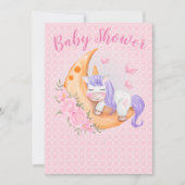 Baby Unicorn over de maan met bloemen Kaart (Voorkant)