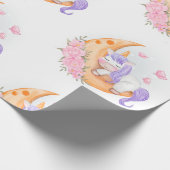 Baby Unicorn over de maan met een ventilatorvullin Cadeaupapier (Hoek)