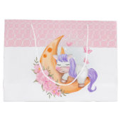 Baby Unicorn over de maan met ventilator Groot Cadeauzakje (Achterkant)