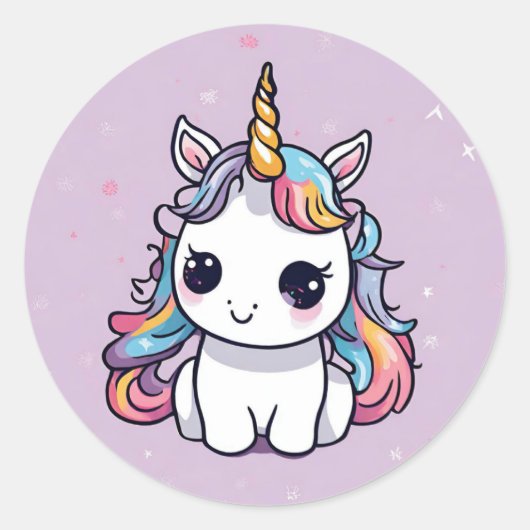 Baby Unicorn Party Favor Stickers (Voorkant)