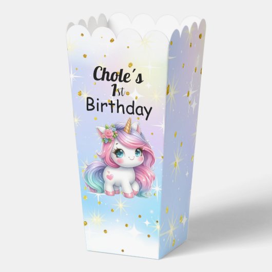 Baby Unicorn Popcorn Boxes Bedankdoosjes (Achterkant)