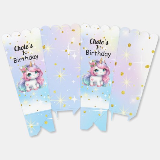 Baby Unicorn Popcorn Boxes Bedankdoosjes (Ongevouwen)