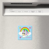 Baby Unicorn Rainbow en Clouds, gepersonaliseerd Magneet (Insitu (Vaatwasser))