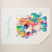 "Baby Unicorn" Sherpa Deken (Voorkant (horizontaal))