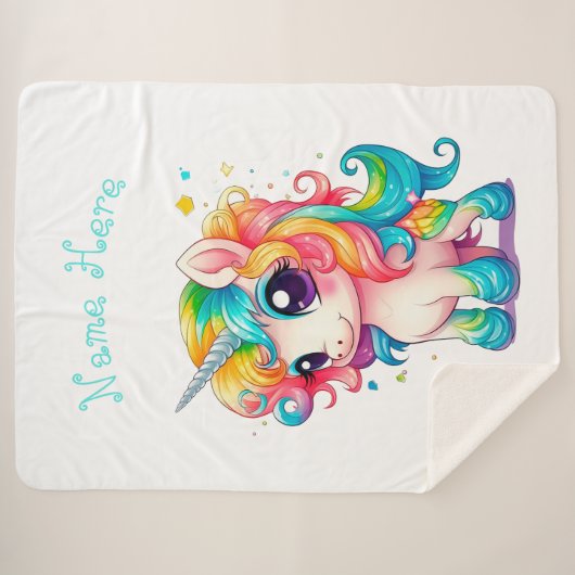 "Baby Unicorn" Sherpa Deken (Voorkant (horizontaal))