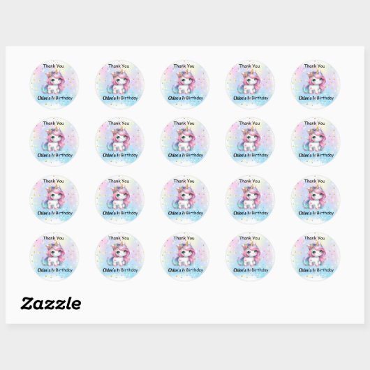 Baby Unicorn Stickers, Ronde Sticker (Vel)