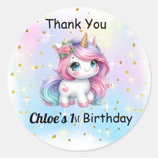 Baby Unicorn Stickers, Ronde Sticker (Voorkant)