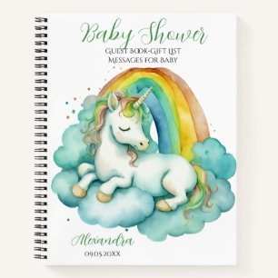 Baby Unicorn Unisex Baby shower Gast Geschenklijst Notitieboek