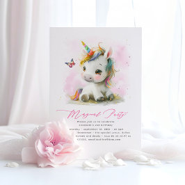 Baby Unicorn Verjaardagsuitnodigingen Kaart