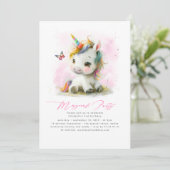 Baby Unicorn Verjaardagsuitnodigingen Kaart (Staand voorkant)