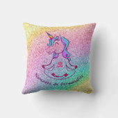 Baby Unicorn Zen Yoga Meditation Rainbow Glitter Kussen (Achterkant)