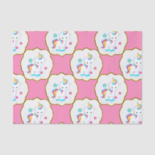 Baby Unicorns op roze Tissuepapier (Voorkant)