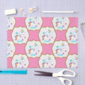 Baby Unicorns op roze Tissuepapier (Craft)