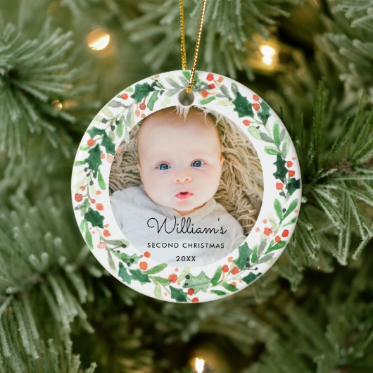 Baby Vakantie Foto Kerstmis Keramisch Ornament (Boom)