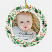 Baby Vakantie Foto Kerstmis Keramisch Ornament (Voorkant)